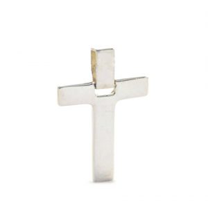 Croix latine carrée lisse en argent