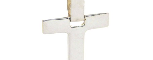 Croix latine carrée lisse en argent