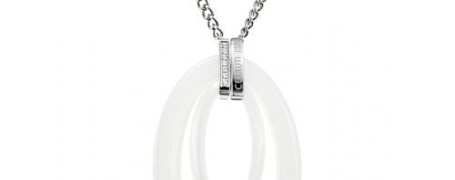 Collier Cerruti Femme ceramique blanche sur Acier inoxydable