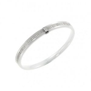 Bracelet femme en céramique blanche et 2 rangées d'oxydes de zirconium - Cerruti