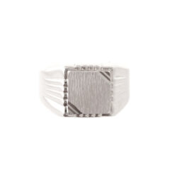 Chevalière carrée rainurée en Argent 925/1000 – Taille 60