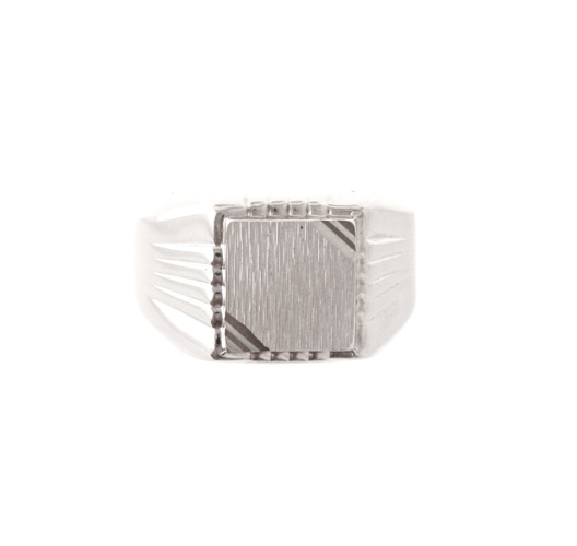 Chevalière carrée rainurée en Argent 925/1000 – Taille 60