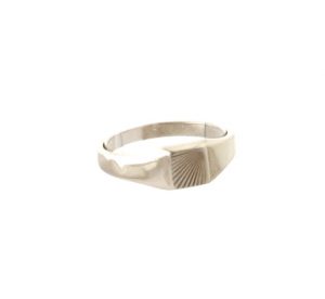 Chevalière fine striée en Argent 925/1000 - Taille 54 – Image 2
