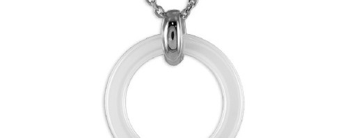 Collier pendentif céramique blanche Argent 925/1000 rhodié