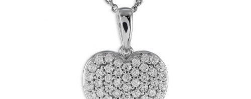 Collier pendentif coeur zirconium en Argent 925 Rhodié