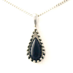 Collier pendentif goutte d’onyx en Argent 925/1000