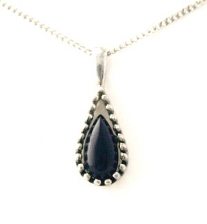 Collier pendentif goutte d'onyx en Argent 925/1000