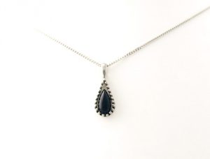 Collier pendentif goutte d'onyx en Argent 925/1000 – Image 2