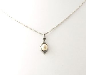Collier pendentif au coeur de perle en Argent 925/1000 – Image 2