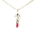 Collier pendentif oxydes de zirconium et rubis Argent 925/1000