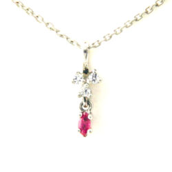 Collier pendentif oxydes de zirconium et rubis Argent 925/1000