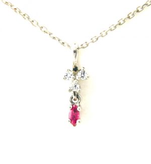 Collier pendentif oxydes de zirconium et rubis Argent 925/1000