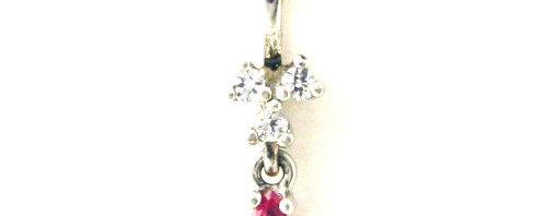 Collier pendentif oxydes de zirconium et rubis Argent 925/1000