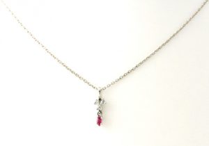 Collier pendentif oxydes de zirconium et rubis Argent 925/1000 – Image 2