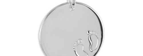 Médaille de naissance à graver Pieds Argent 925/1000 Rhodié