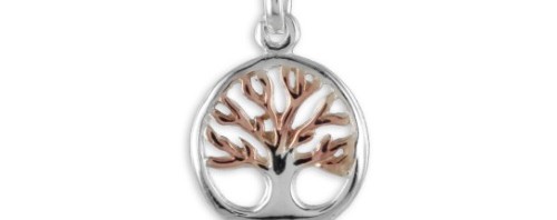 Pendentif Arbre de vie en Argent 925/1000 et Plaqué Or rose