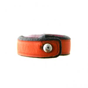 Bague Irène T rose ou orange en cuir - Taille du 60 au 64 – Image 4