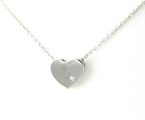 Collier coeur et oxyde de zirconium en Argent 925/1000 Rhodié – Image 2