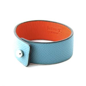 Bracelet large en cuir bleu - Irène T – Image 2