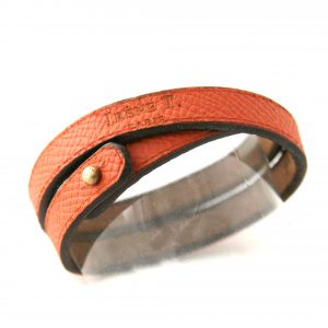 Bracelet en cuir 2 tours orange – Irène T