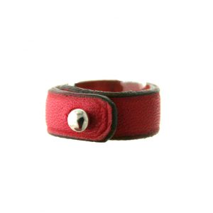 Bague Irène T rouge ou orange en cuir - Taille du 46 au 48 – Image 3
