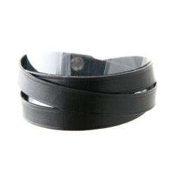 Bracelet en cuir fin noir 3 tours – Irène T