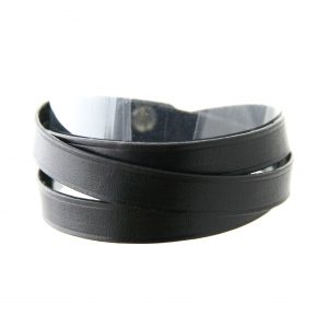 Bracelet en cuir fin noir 3 tours - Irène T