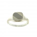 Chevalière carrée rainurée Argent 925/1000  - Taille 64