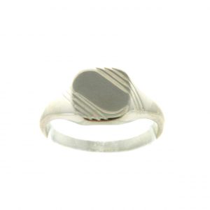 Chevalière carrée rainurée en argent  - Taille 62