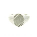 Chevalière ovale striée Argent 925/1000 - Taille 60