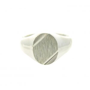 Chevalière ovale striée en argent 925/1000 - Taille 62