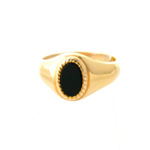 Chevalière ovale onyx en plaqué or - Taille 65