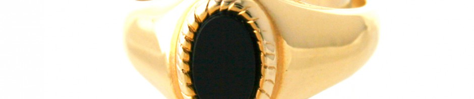 Chevalière ovale onyx en plaqué or – Taille 65