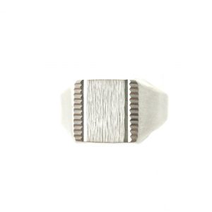 Chevalière carrée striée en Argent 925/1000  - Taille 62