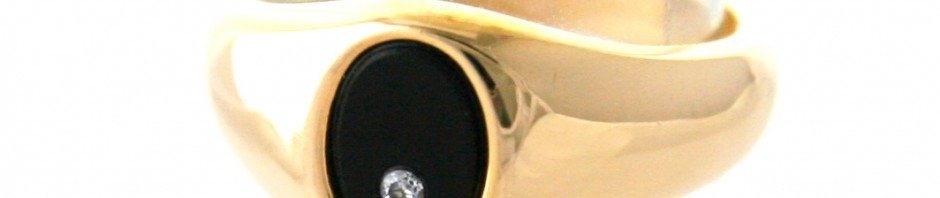 Chevalière ovale onyx zirconium en plaqué or  – Taille 54