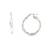 Créoles torsadées Argent 925/1000 - Boucles d'oreilles rondes 25,6 mm