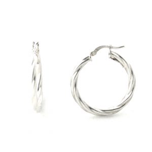Créoles torsadées Argent 925/1000 - Boucles d'oreilles rondes 25,6 mm
