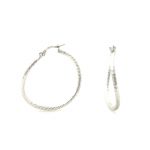 Créoles gondolées Argent 925/1000 - Boucles d'oreilles rondes 29,3 mm