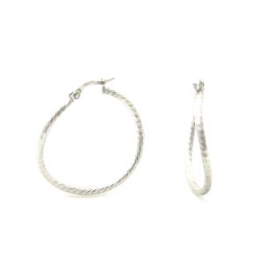 Créoles gondolées Argent 925/1000 - Boucles d'oreilles rondes 29,3 mm