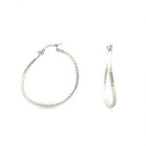 Créoles gondolées Argent 925/1000 – Boucles d’oreilles rondes 29,3 mm