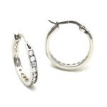 Créoles serties zirconiums Argent 925/1000 - Boucles d'oreilles rondes 20 mm