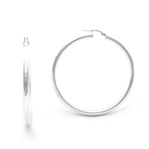 Créoles lisses Argent 925/1000 – Boucles d’oreilles rondes 49 mm