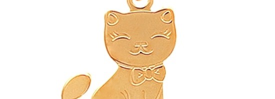 Pendentif chat en plaqué or 18 Ct 750/1000