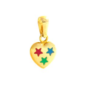 Pendentif coeur aux 3 étoiles 7,9 mm Or 750