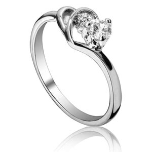 Bague Femme fantaisie 2 Coeurs et zirconiums T53