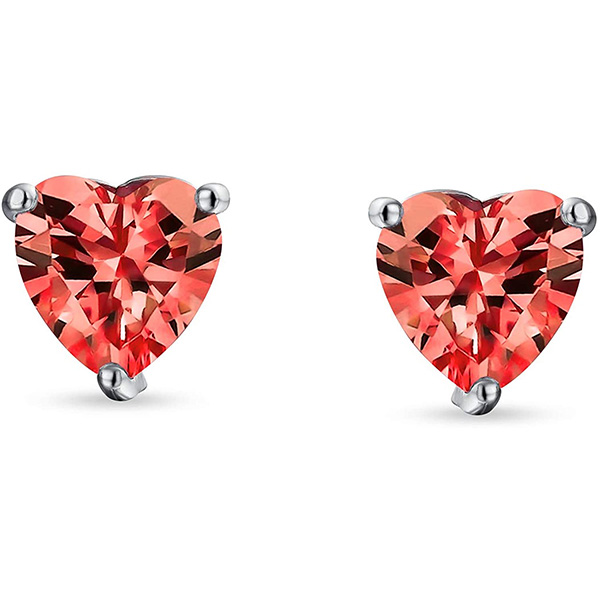 Boucles d’oreilles coeur zirconium rouge