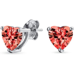 Boucles d'oreilles coeur zirconium rouge – Image 2