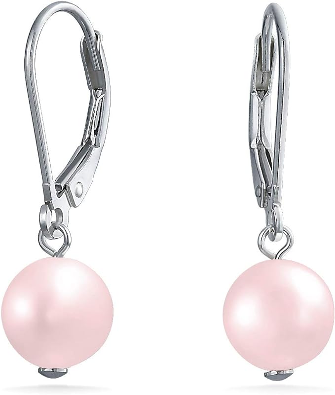 Boucles D’Oreilles Pendantes avec Perles rose