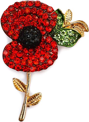 Broche Coquelicot Rouge Noir et Vert 5cm