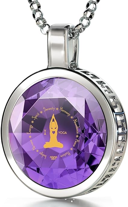 Collier énergie – Porte Bonheur – Inscrit en or 24 carats sur le zircon de couleur améthyste – Idées cadeaux spirituels